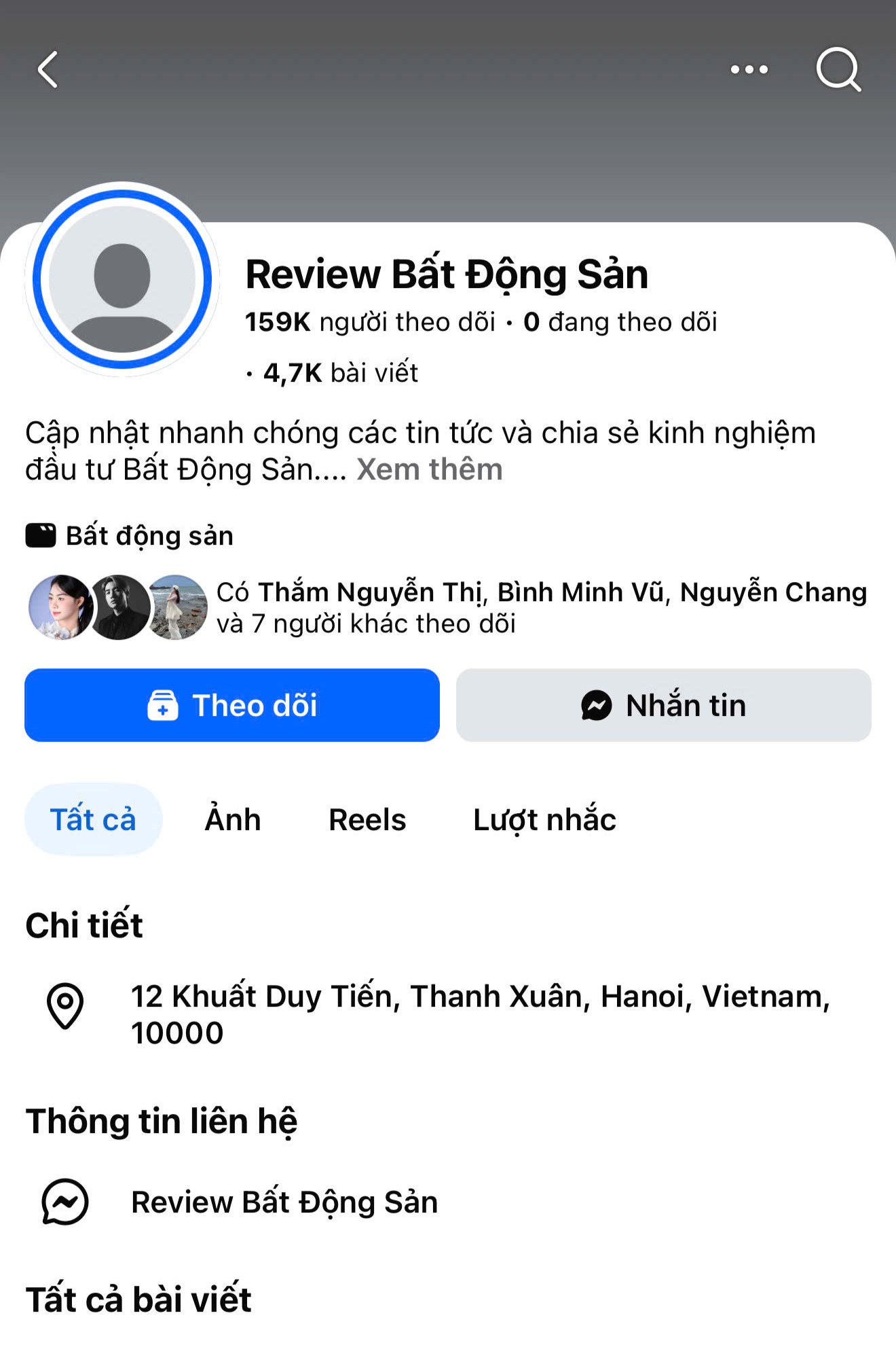 Fanpage Review Bất động sản